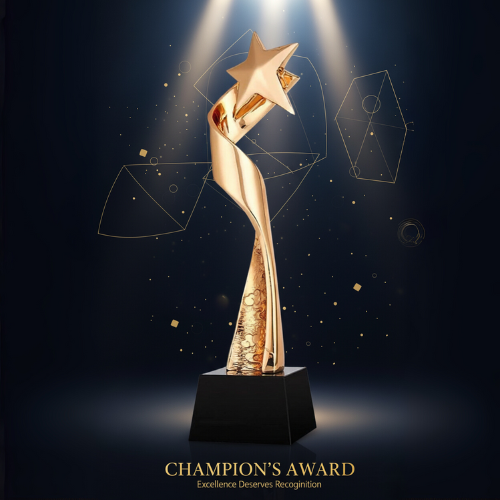 Stellar Awards Gold Star Achievement Trophy | Modern Artistic Award for Corporate & Academic Recognition | Elegant 'Rising Star' Prize for Employees and Students | Customizable