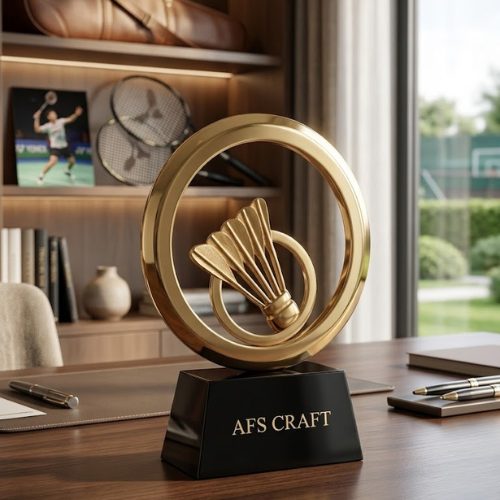 Golden Ring Badminton Shuttlecock Trophy