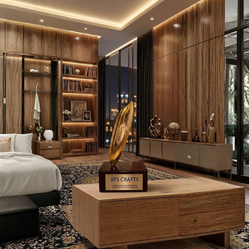 Premium Wooden Base Gold Trophy